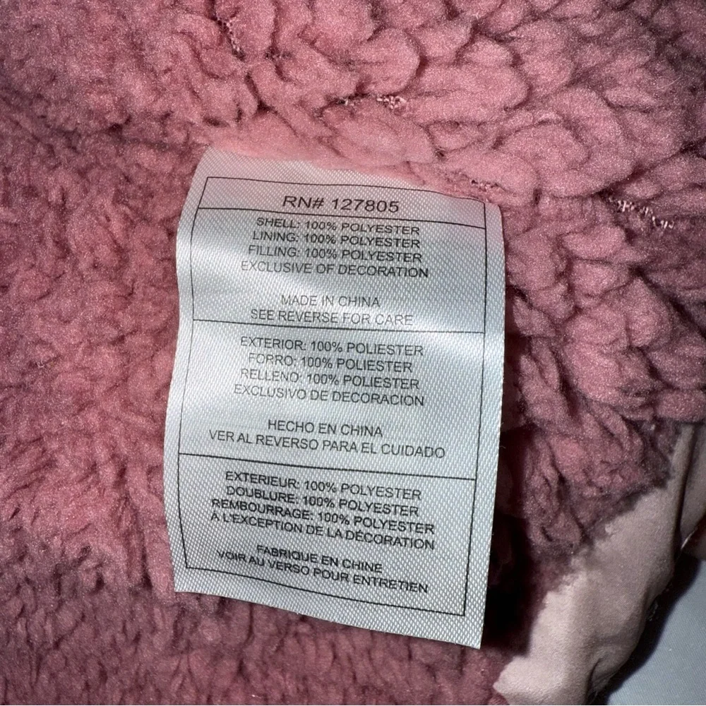 Jessica Simpson Baby Girls 12M Pink Heart Print Sherpa Lined Puffer Jacket Coat